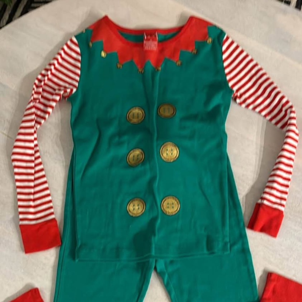 Kids Christmas Elf 2 Piece Pajama Set